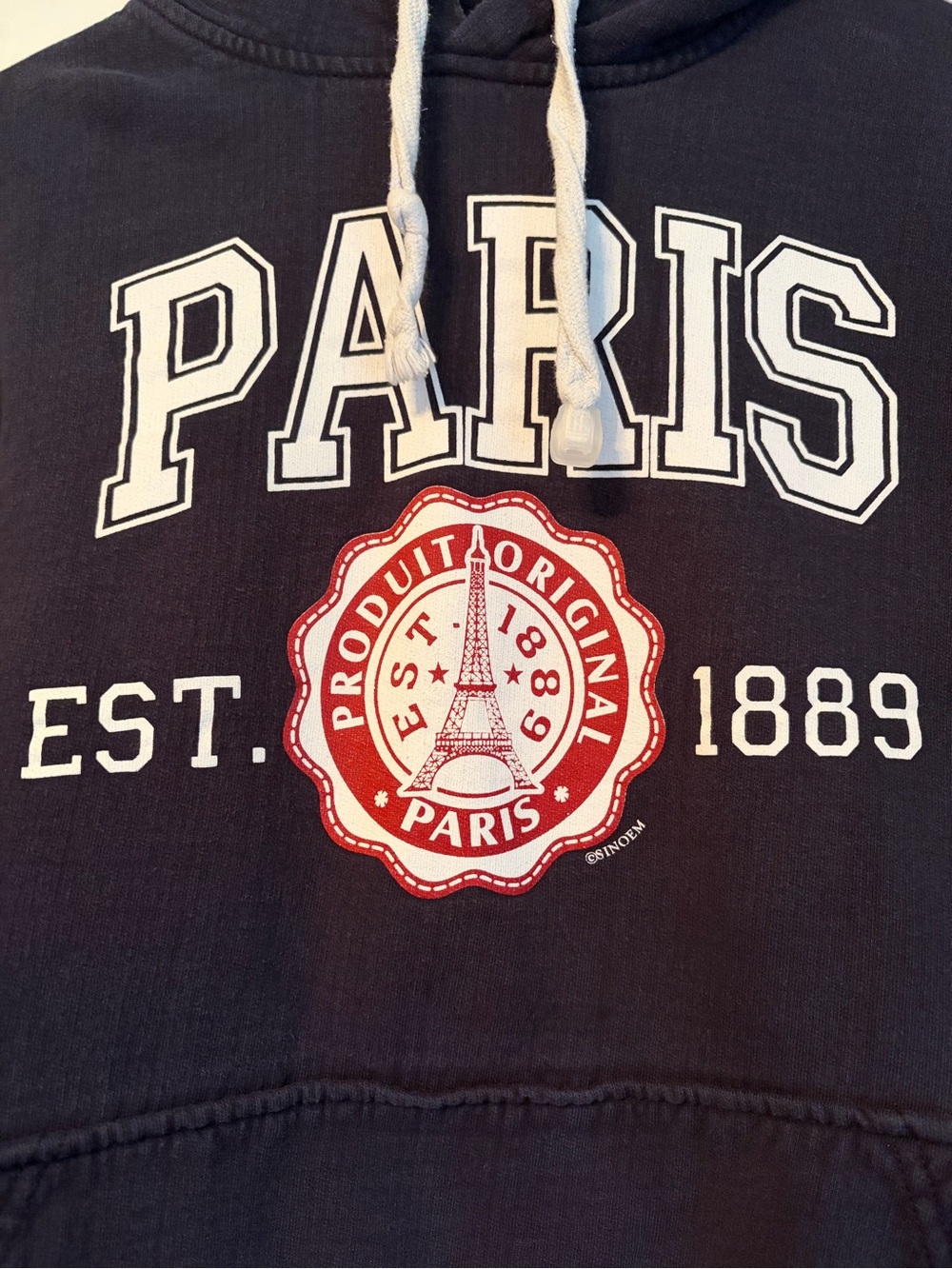 France Authentique Paris Pullover Hoodie Sweatshirt Sz M 100% Cotton Preshrunk - Picture 3 of 5
